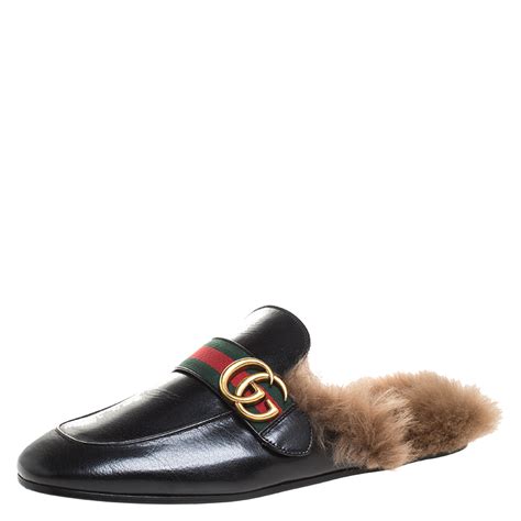 fur loafer slides gucci|Gucci slides web.